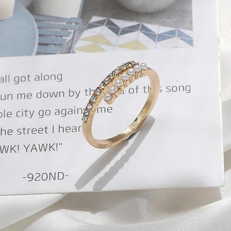 💍台灣現貨🌿日韓輕奢時尚珍珠戒指 時尚個性簡約百搭開口食指 戒指 指環 ins潮冷淡風精緻戒指-細節圖7