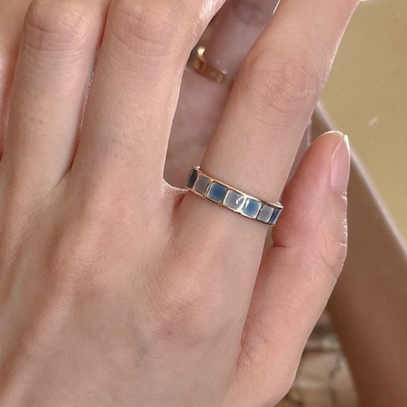 💍台灣現貨🌿漸變藍開口戒指女可調節時尚個性ins潮小眾設計冷淡日式輕奢祖母綠指環交叉單一食指戒 【O23】-細節圖9