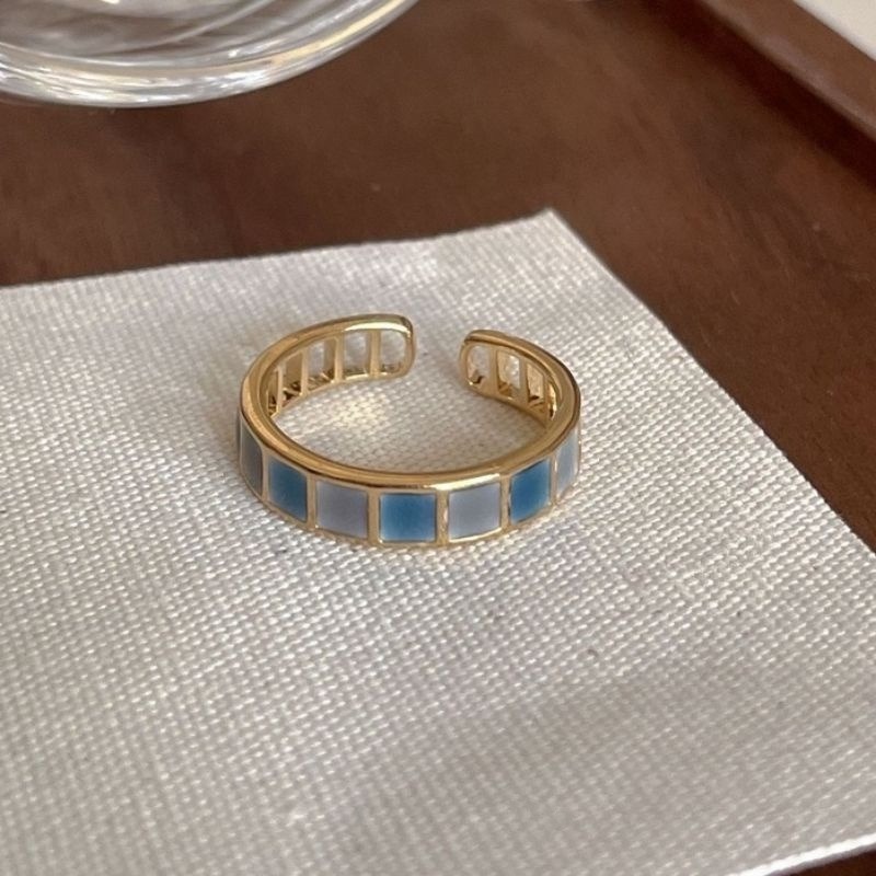 💍台灣現貨🌿漸變藍開口戒指女可調節時尚個性ins潮小眾設計冷淡日式輕奢祖母綠指環交叉單一食指戒 【O23】-規格圖10