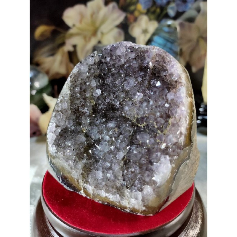 ✡️福利價 天然烏拉圭異象 紫晶鎮 透亮帶微量黃磷鐵礦、黑碧 紫水晶 防幅攝電磁波消磁净化紫水晶擺件814g#79-細節圖2