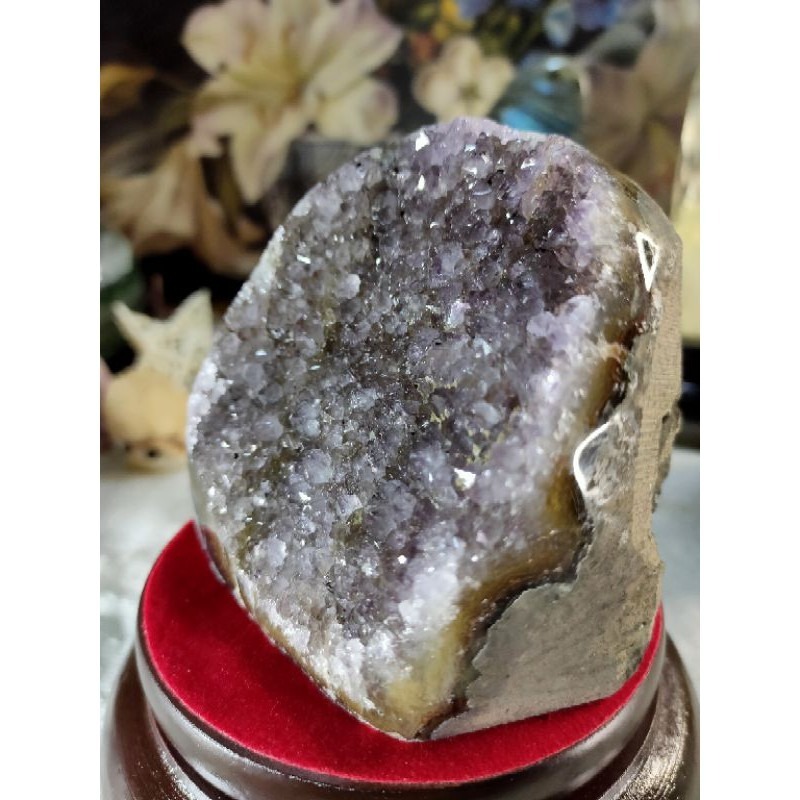 ✡️福利價 天然烏拉圭異象 紫晶鎮 透亮帶微量黃磷鐵礦、黑碧 紫水晶 防幅攝電磁波消磁净化紫水晶擺件814g#79-細節圖3