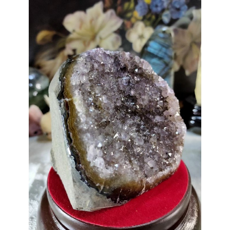 ✡️福利價 天然烏拉圭異象 紫晶鎮 透亮帶微量黃磷鐵礦、黑碧 紫水晶 防幅攝電磁波消磁净化紫水晶擺件814g#79-細節圖5