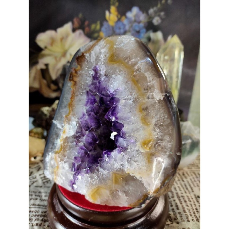 ✡️福利價 天然烏拉圭紫晶鎮 內凹透亮極光瑪瑙邊 紫水晶 防幅攝電磁波 消磁 净化 紫水晶原石 晶簇擺件1847g#91-細節圖2