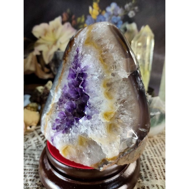 ✡️福利價 天然烏拉圭紫晶鎮 內凹透亮極光瑪瑙邊 紫水晶 防幅攝電磁波 消磁 净化 紫水晶原石 晶簇擺件1847g#91-細節圖3