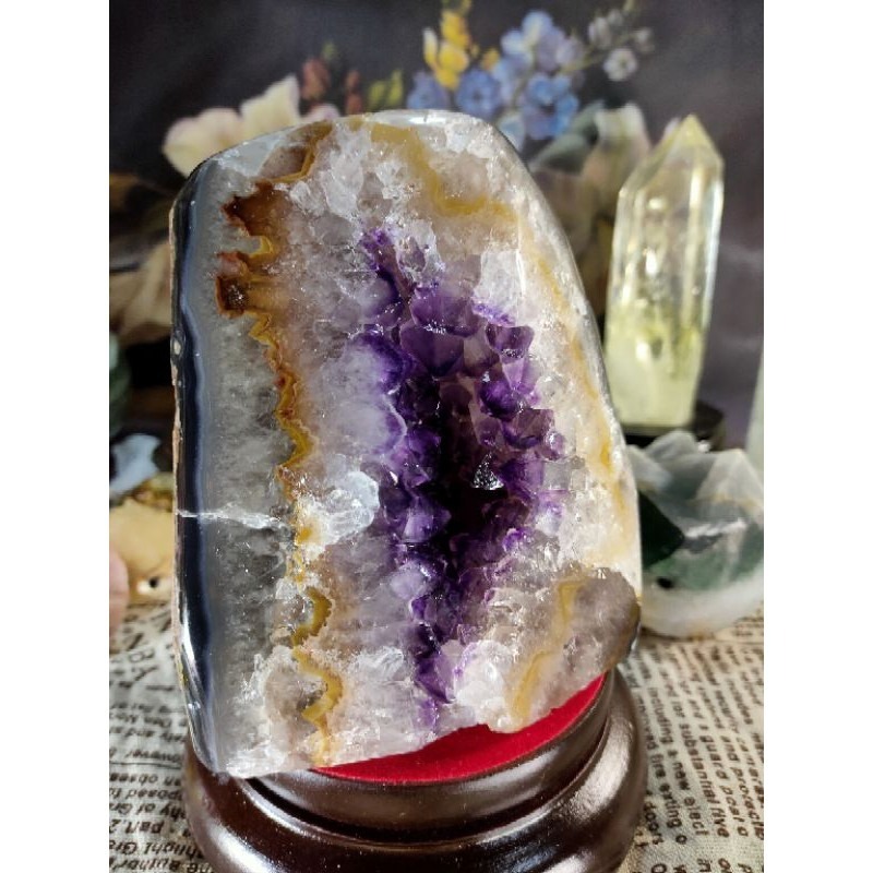 ✡️福利價 天然烏拉圭紫晶鎮 內凹透亮極光瑪瑙邊 紫水晶 防幅攝電磁波 消磁 净化 紫水晶原石 晶簇擺件1847g#91-細節圖5