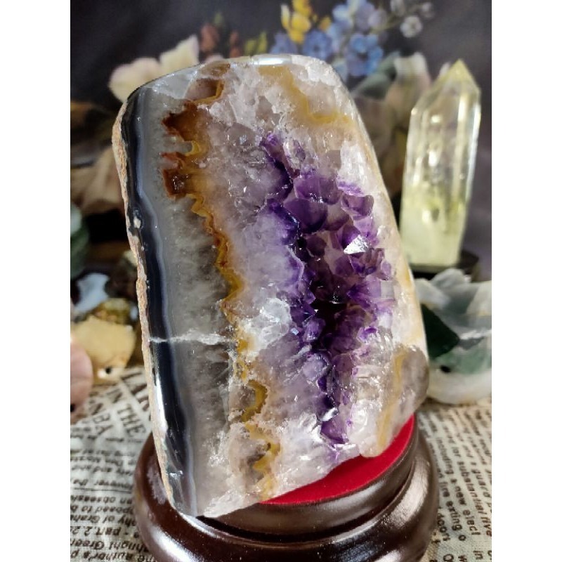 ✡️福利價 天然烏拉圭紫晶鎮 內凹透亮極光瑪瑙邊 紫水晶 防幅攝電磁波 消磁 净化 紫水晶原石 晶簇擺件1847g#91-細節圖6