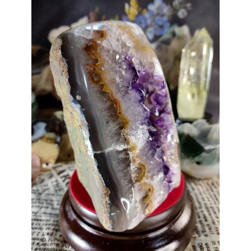 ✡️福利價 天然烏拉圭紫晶鎮 內凹透亮極光瑪瑙邊 紫水晶 防幅攝電磁波 消磁 净化 紫水晶原石 晶簇擺件1847g#91-細節圖7