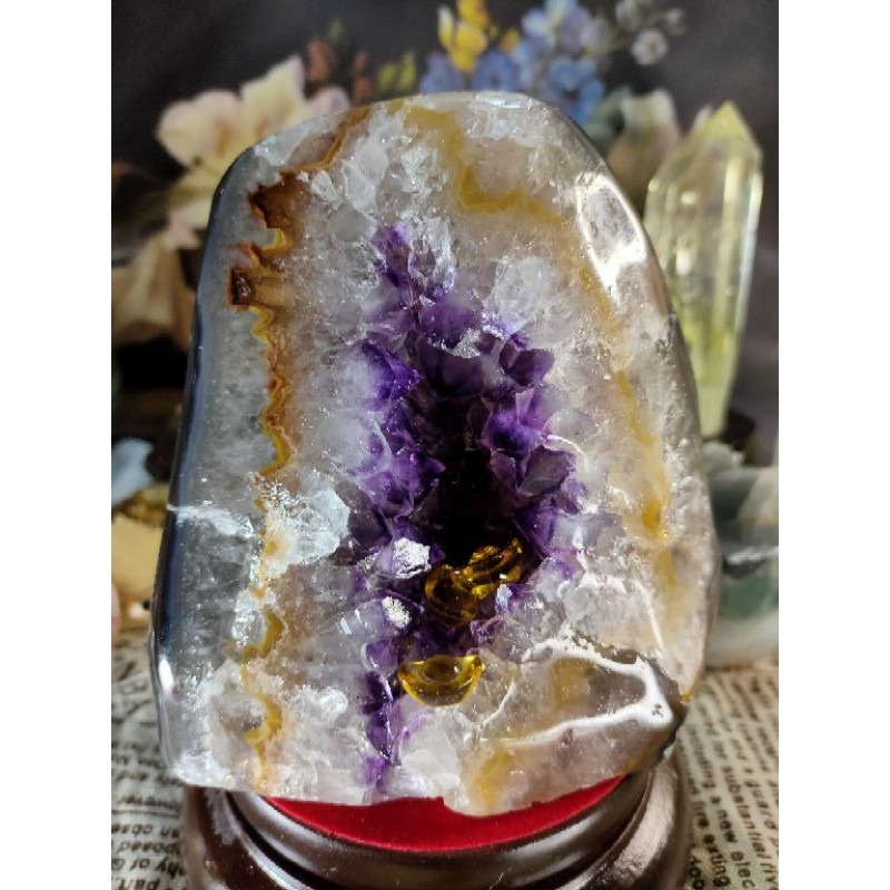 ✡️福利價 天然烏拉圭紫晶鎮 內凹透亮極光瑪瑙邊 紫水晶 防幅攝電磁波 消磁 净化 紫水晶原石 晶簇擺件1847g#91-細節圖8