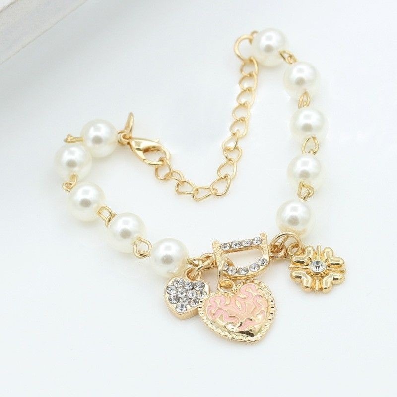 👗台灣現貨🌿韓版愛心桃心花朵手鏈 閃鑽D字母珍珠手鏈 性感學生閨蜜手鏈 小飾品 手飾-細節圖4