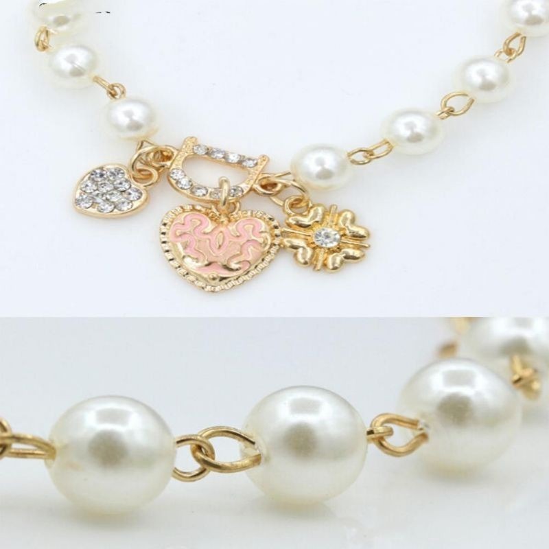 👗台灣現貨🌿韓版愛心桃心花朵手鏈 閃鑽D字母珍珠手鏈 性感學生閨蜜手鏈 小飾品 手飾-細節圖9