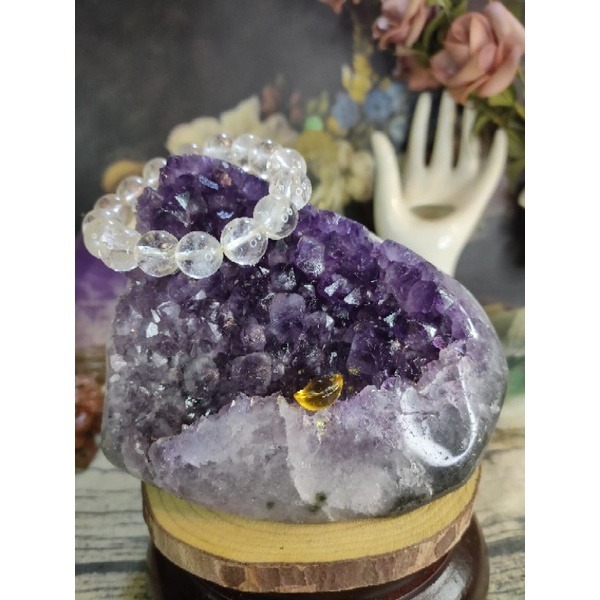 ✡️福利價 天然烏拉圭紫晶鎮 內凹大角趾 綠瑪瑙邊線 防幅攝電磁波 消磁 净化 水晶原石擺件 1005g#396-細節圖9