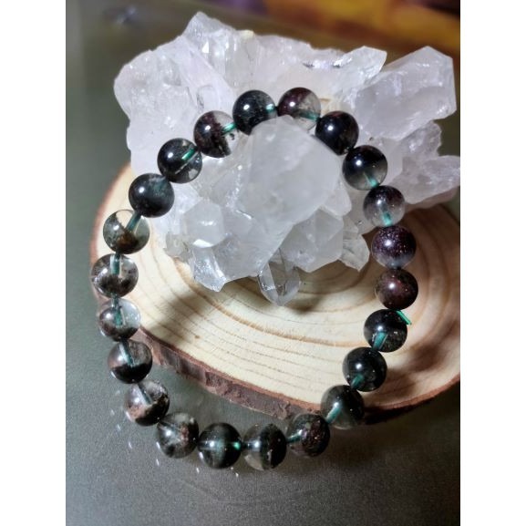 ⚜️綠幽靈🌿綠幽靈半寶盆手鏈 手串 手珠 異象水晶（鴻運當頭），招財進寶旺事業 8.8mm-細節圖3