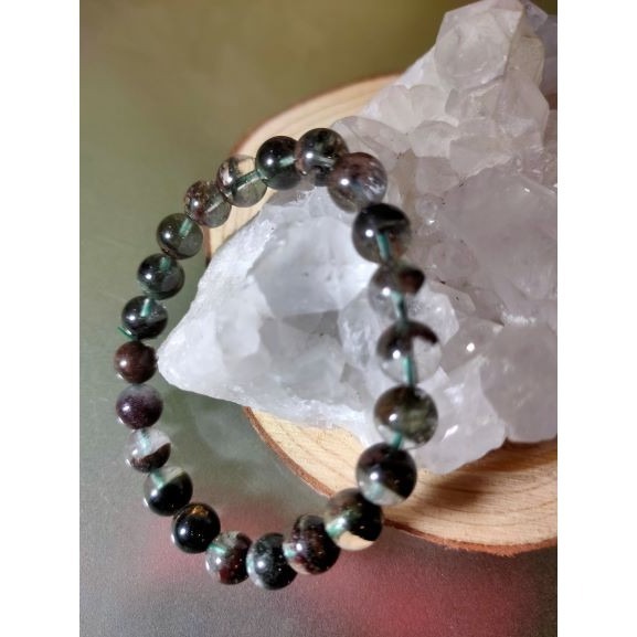 ⚜️綠幽靈🌿綠幽靈半寶盆手鏈 手串 手珠 異象水晶（鴻運當頭），招財進寶旺事業 8.8mm-細節圖8