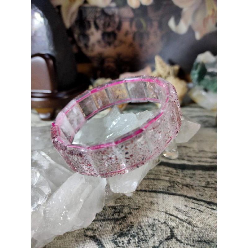 ⚜️天然三輪骨幹超七草莓晶手排🌿 金草莓超七 寬版手排 滿草莓-細節圖5