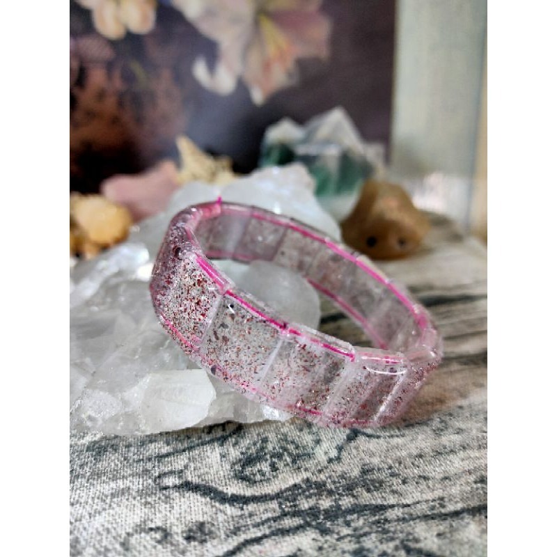 ⚜️天然三輪骨幹超七草莓晶手排🌿 金草莓超七 寬版手排 滿草莓-細節圖7