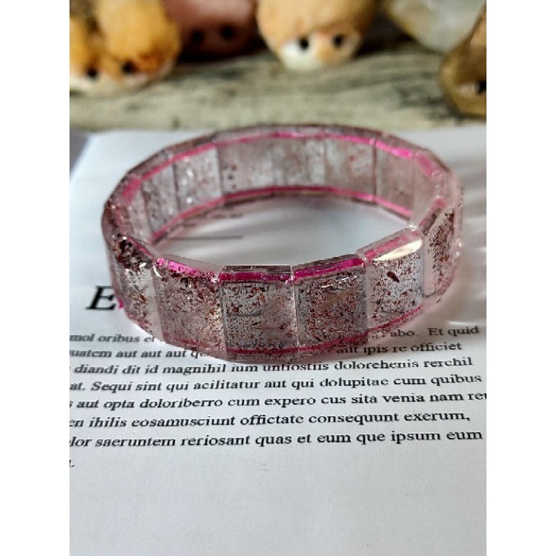 ⚜️天然三輪骨幹超七草莓晶手排🌿 金草莓超七 寬版手排 滿草莓-細節圖9