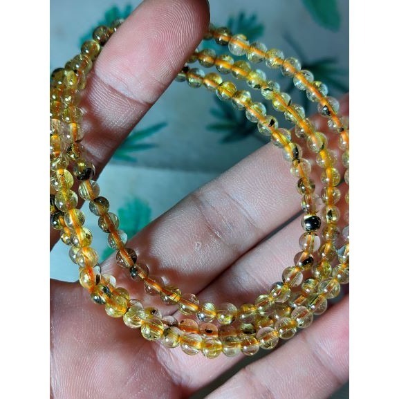 ⚜️鈦金手珠三圈 帶母礦 水晶 招財💰事業 手鏈 手串 手珠-細節圖2