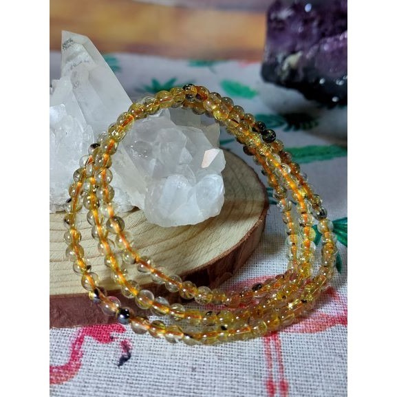 ⚜️鈦金手珠三圈 帶母礦 水晶 招財💰事業 手鏈 手串 手珠-細節圖7