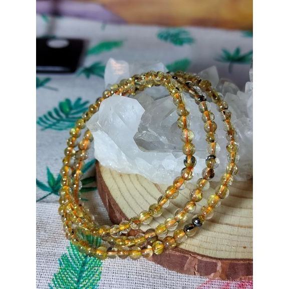 ⚜️鈦金手珠三圈 帶母礦 水晶 招財💰事業 手鏈 手串 手珠-細節圖8