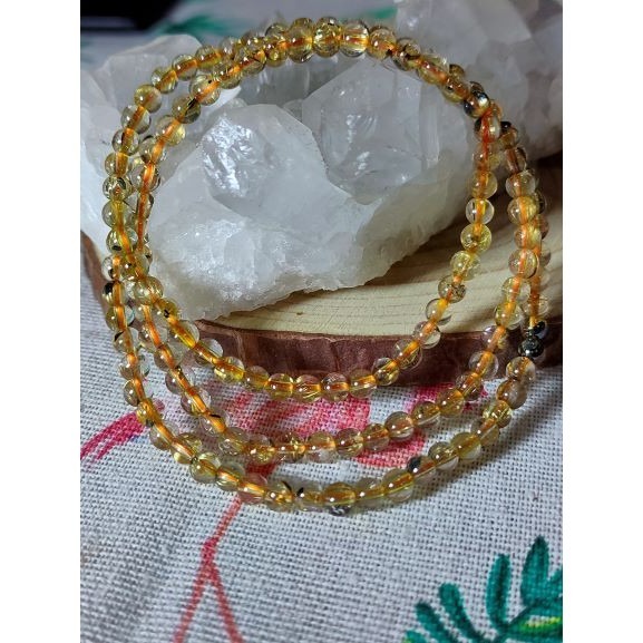 ⚜️鈦金手珠三圈 帶母礦 水晶 招財💰事業 手鏈 手串 手珠-細節圖9