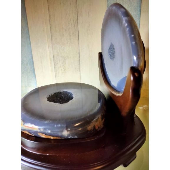 💰全拋巴西聚寶盆 全拋瑪瑙聚寶盆 帶雪礦共生礦 閃亮亮 全透光 藏風聚氣~圓滿如意~對己生財~附底座 送元寶-細節圖5