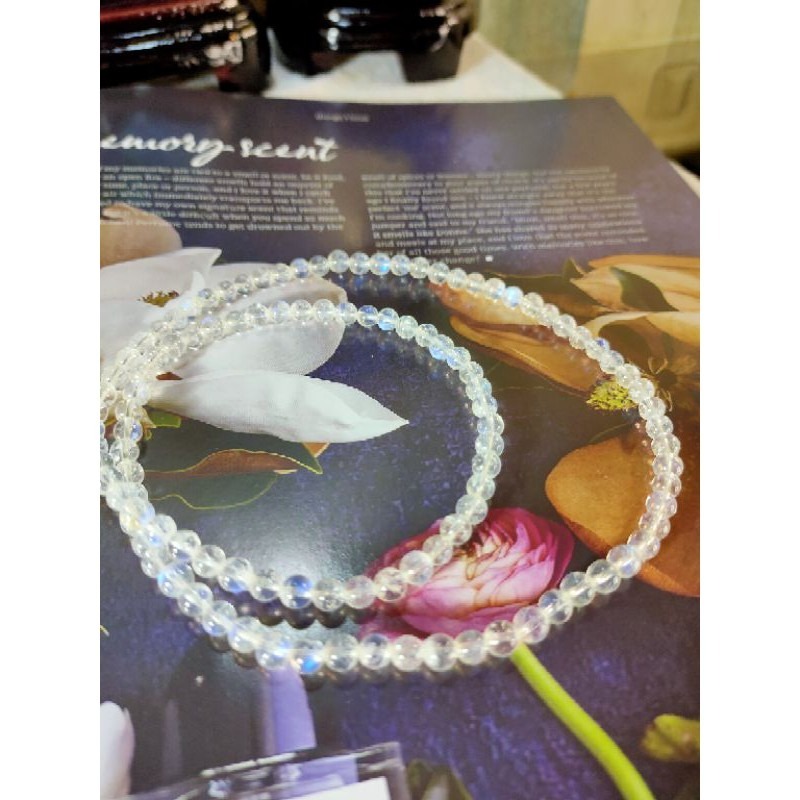 🌜頂級玻璃體 斯里蘭卡 藍月光三圈 手鍊 5.3mm-細節圖2