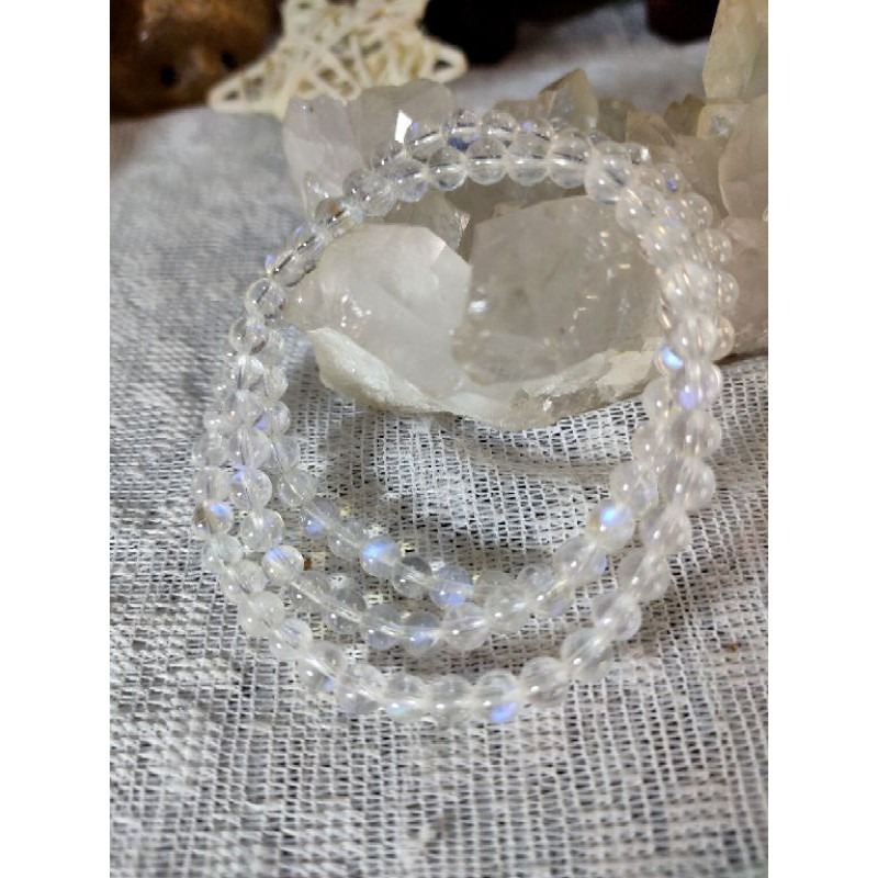 🌜頂級玻璃體 斯里蘭卡 藍月光三圈 手鍊 5.3mm-細節圖4