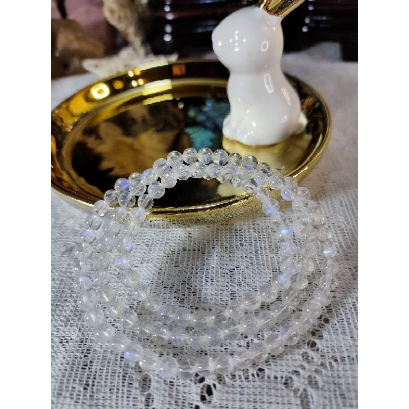 🌜頂級玻璃體 斯里蘭卡 藍月光三圈 手鍊 5.3mm-細節圖5