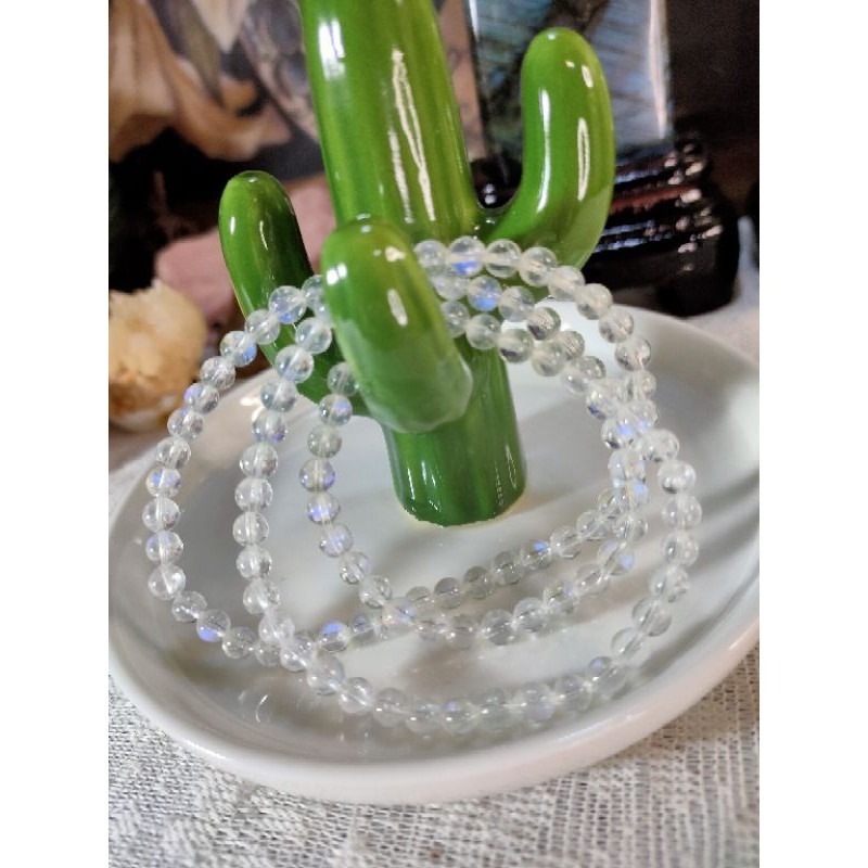 🌜頂級玻璃體 斯里蘭卡 藍月光三圈 手鍊 5.3mm-細節圖6