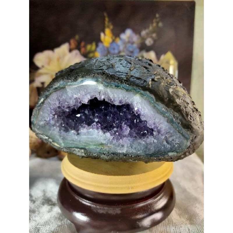 ✡️福利價 烏拉圭 紫水晶洞 紫晶陣 消磁 净化 晶簇擺件 防幅攝 超能量 天然內凹 紫水晶洞 2110g#6 附木座-細節圖2