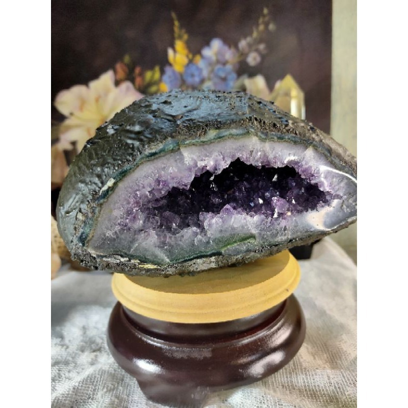 ✡️福利價 烏拉圭 紫水晶洞 紫晶陣 消磁 净化 晶簇擺件 防幅攝 超能量 天然內凹 紫水晶洞 2110g#6 附木座-細節圖4