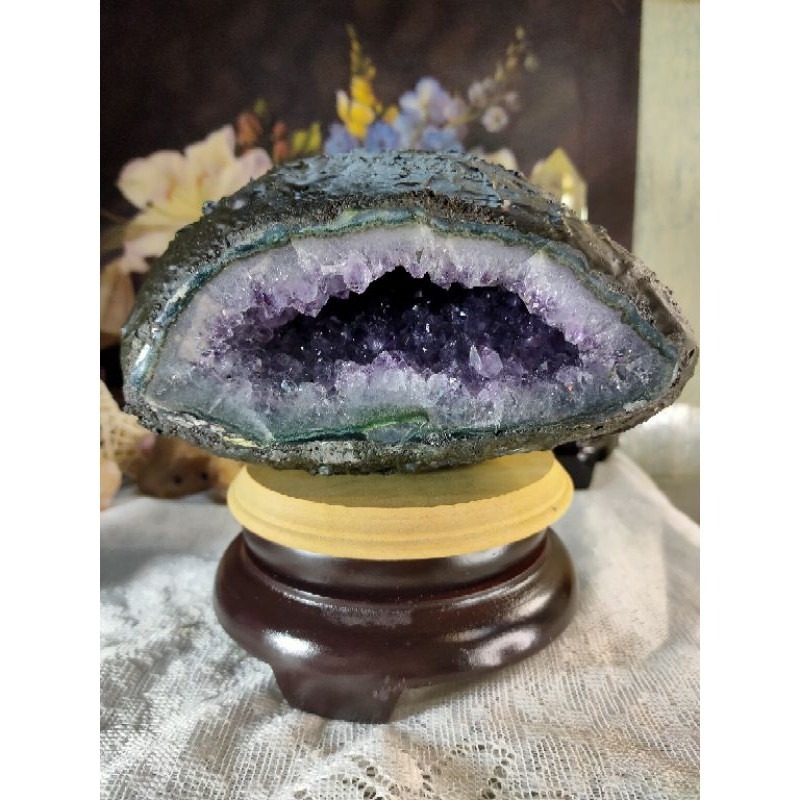 ✡️福利價 烏拉圭 紫水晶洞 紫晶陣 消磁 净化 晶簇擺件 防幅攝 超能量 天然內凹 紫水晶洞 2110g#6 附木座-細節圖8