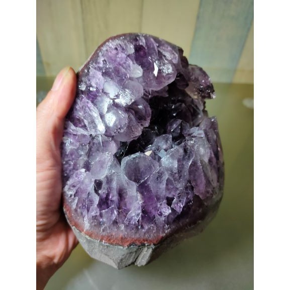 ✡️天然烏拉圭紫水晶鎮 / 可消磁手珠、減少電腦磁波、净化 水晶原石 天然紫水晶 晶簇擺件 原礦 內凹 1825g-細節圖4
