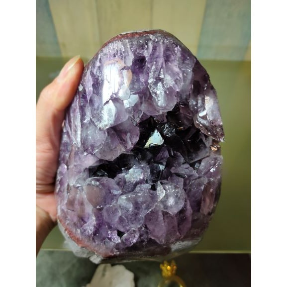 ✡️天然烏拉圭紫水晶鎮 / 可消磁手珠、減少電腦磁波、净化 水晶原石 天然紫水晶 晶簇擺件 原礦 內凹 1825g-細節圖6