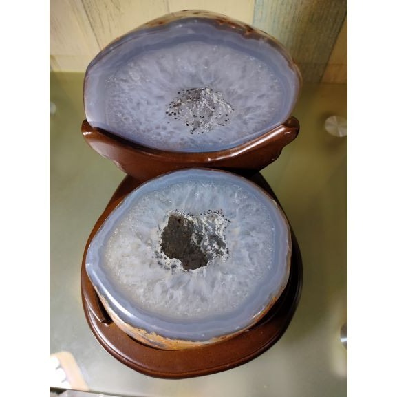 💰全拋巴西聚寶盆 全拋瑪瑙聚寶盆 帶雪礦共生礦 閃亮亮 全透光 藏風聚氣~圓滿如意~對己生財~附底座 1614g-細節圖5