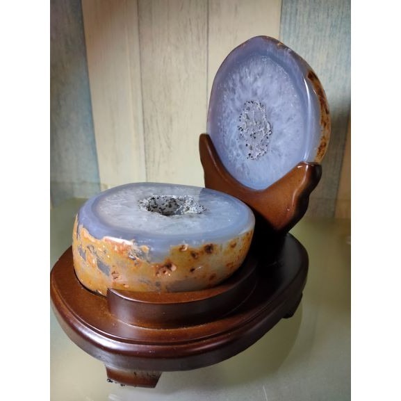 💰全拋巴西聚寶盆 全拋瑪瑙聚寶盆 帶雪礦共生礦 閃亮亮 全透光 藏風聚氣~圓滿如意~對己生財~附底座 1614g-細節圖8