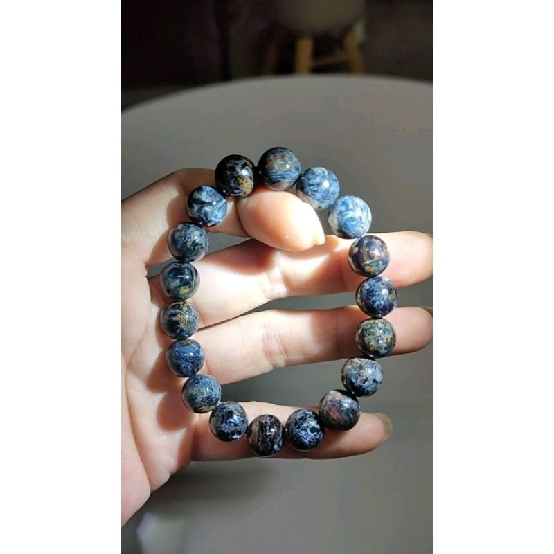 ⚜️台灣現貨🌿天然彼得石 手鍊  手珠 地球紋 風暴石 手串 10.8mm-細節圖2