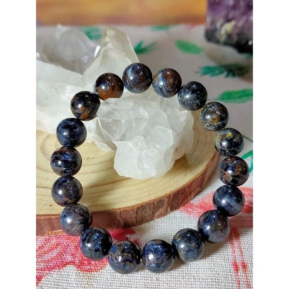 ⚜️台灣現貨🌿天然彼得石 手鍊  手珠 地球紋 風暴石 手串 10.8mm-細節圖4