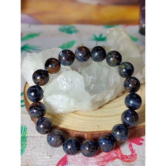 ⚜️台灣現貨🌿天然彼得石 手鍊  手珠 地球紋 風暴石 手串 10.8mm-細節圖5