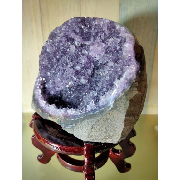 ✡️紫晶 鎮異象 內凹 紫水晶 黑碧 防幅攝 消磁 净化 1922g 送元寶-細節圖3