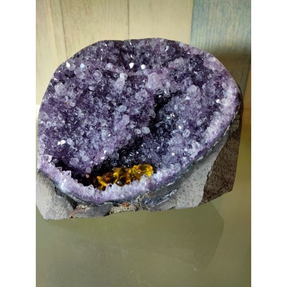 ✡️紫晶 鎮異象 內凹 紫水晶 黑碧 防幅攝 消磁 净化 1922g 送元寶-細節圖7