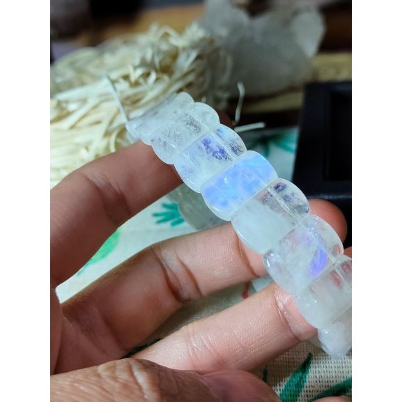 🌜藍月光 手排 月光石 日光石 月光石手排 15.5mm 蛋面型-細節圖2