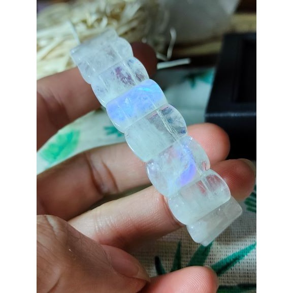 🌜藍月光 手排 月光石 日光石 月光石手排 15.5mm 蛋面型-細節圖3