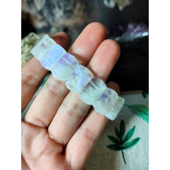 🌜藍月光 手排 月光石 日光石 月光石手排 15.5mm 蛋面型-細節圖5