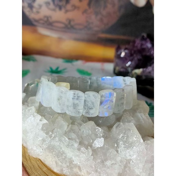 🌜藍月光 手排 月光石 日光石 月光石手排 15.5mm 蛋面型-細節圖6