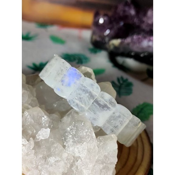 🌜藍月光 手排 月光石 日光石 月光石手排 15.5mm 蛋面型-細節圖7