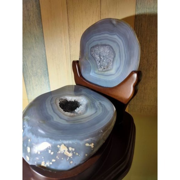 💰全拋巴西聚寶盆 全拋瑪瑙聚寶盆 帶雪礦共生礦 閃亮亮 全透光 藏風聚氣~圓滿如意~對己生財~附底座 3092g(原石-細節圖5