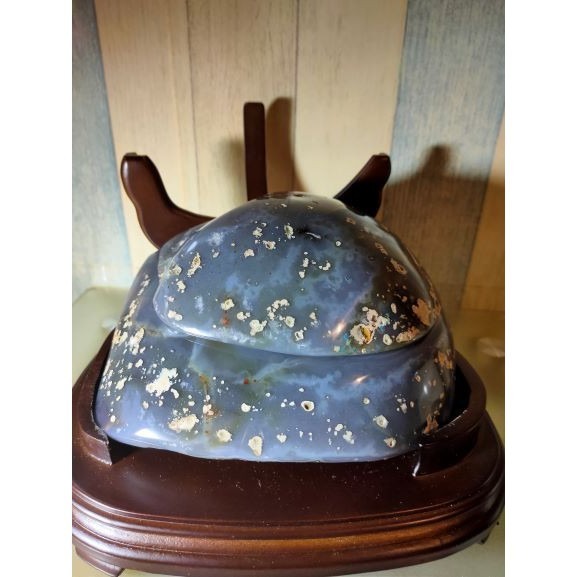 💰全拋巴西聚寶盆 全拋瑪瑙聚寶盆 帶雪礦共生礦 閃亮亮 全透光 藏風聚氣~圓滿如意~對己生財~附底座 3092g(原石-細節圖7