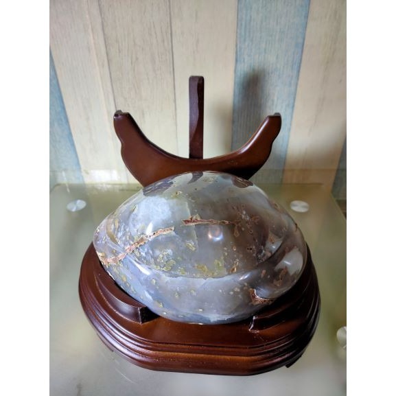 💰全拋巴西聚寶盆 全拋瑪瑙聚寶盆 帶雪礦共生礦 閃亮亮 全透光 藏風聚氣~圓滿如意~對己生財~附底座 大凹型  送元寶-細節圖9