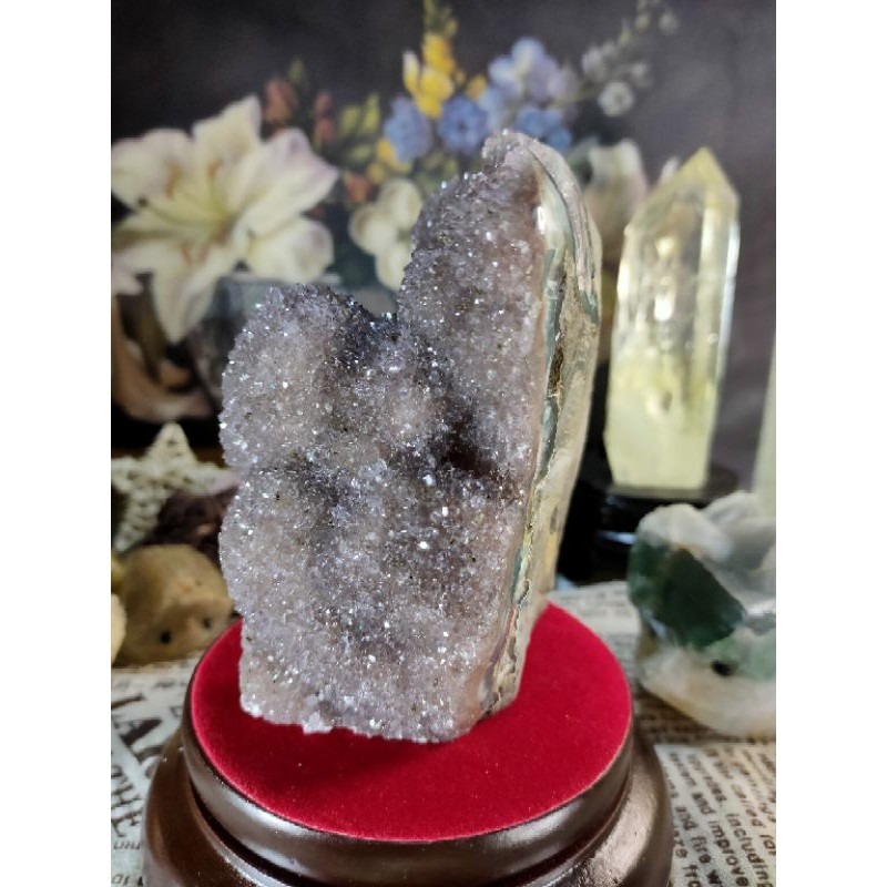 ✡️稀少特殊品 異像烏拉圭細晶體 內凹爆花二次結晶超閃 紫晶鎮 值得收藏 晶簇擺件836g#105-細節圖3